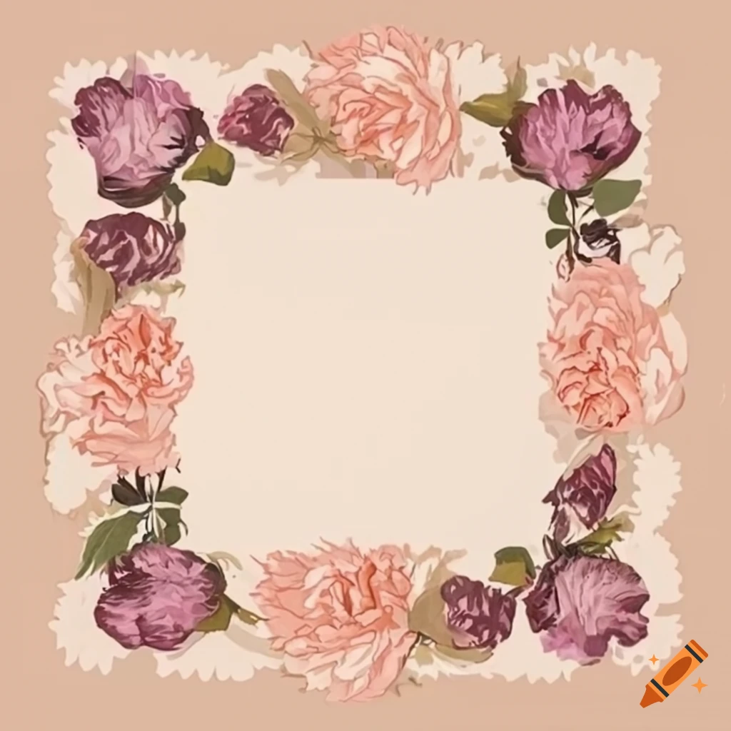 Aesthetic square border with small dried peonies