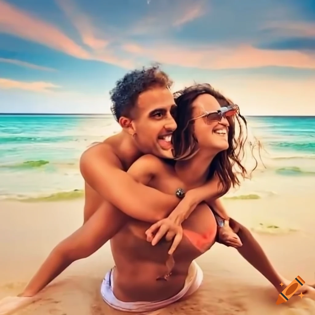 Brazilian couple enjoying the beach