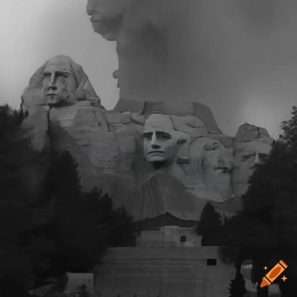 Eruption of Mount Rushmore captured on analog footage