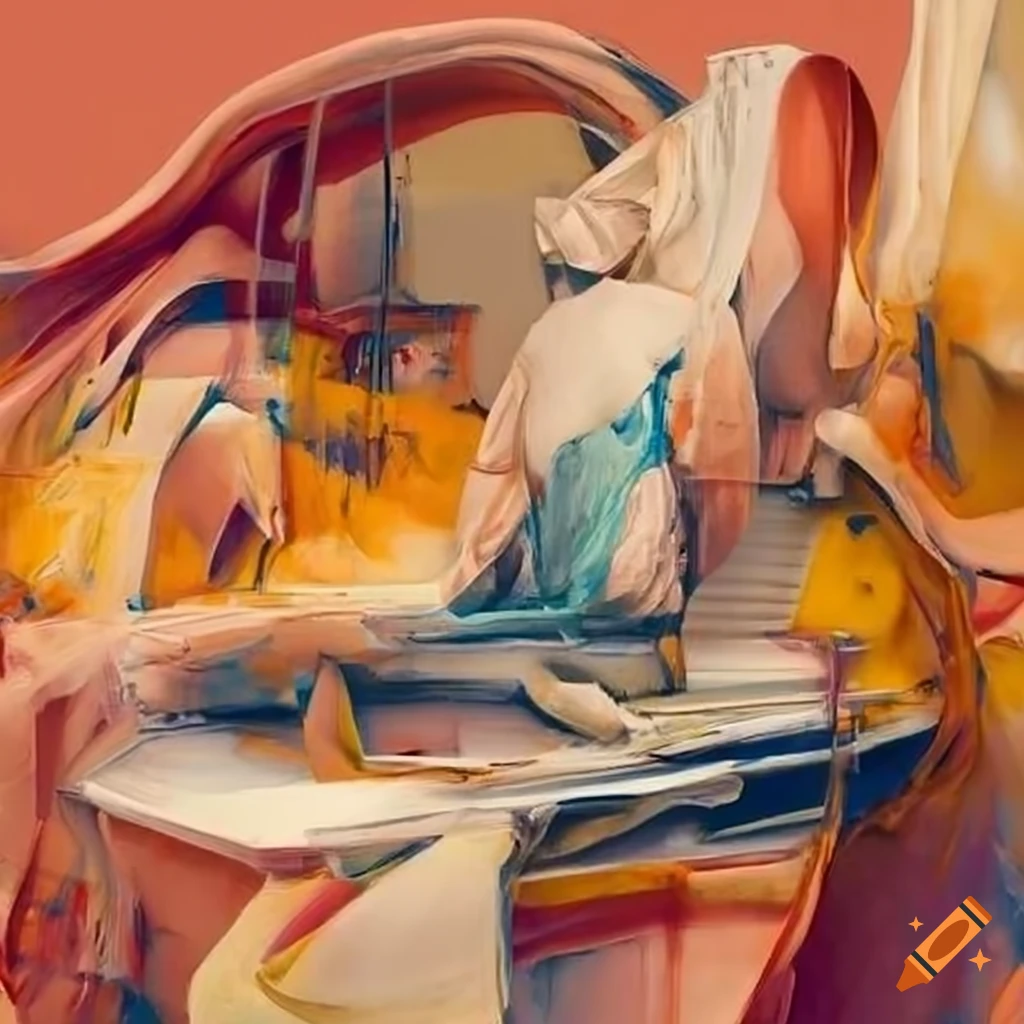 Abstract artwork by Adrian Ghenie and Albert Oehlen featuring organic shapes and drapery