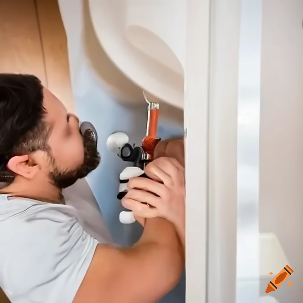 Professional plumber installing UPVC and CPVC pipes in modern bathroom
