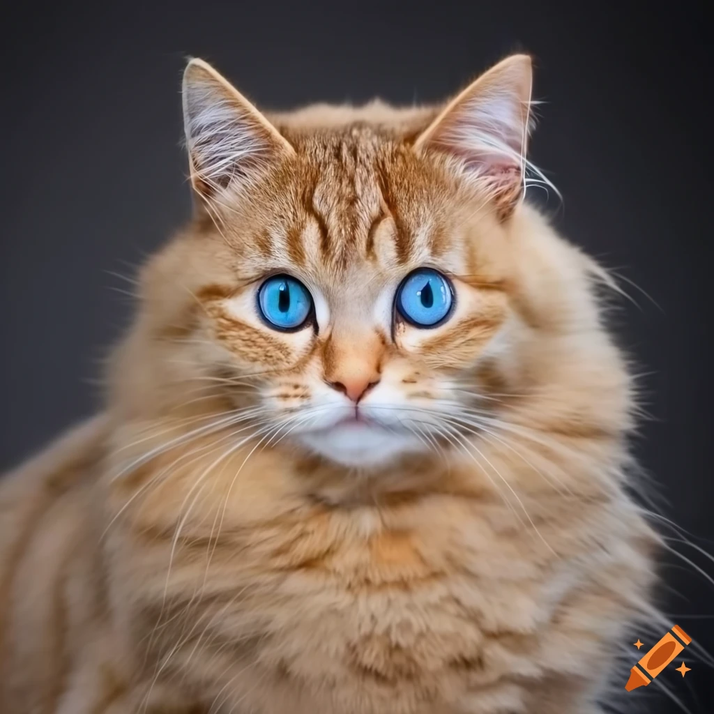 Cat with light blue eyes and silky blonde fur on Craiyon