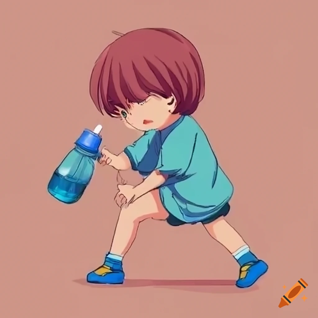 Child tossing water bottle playfully