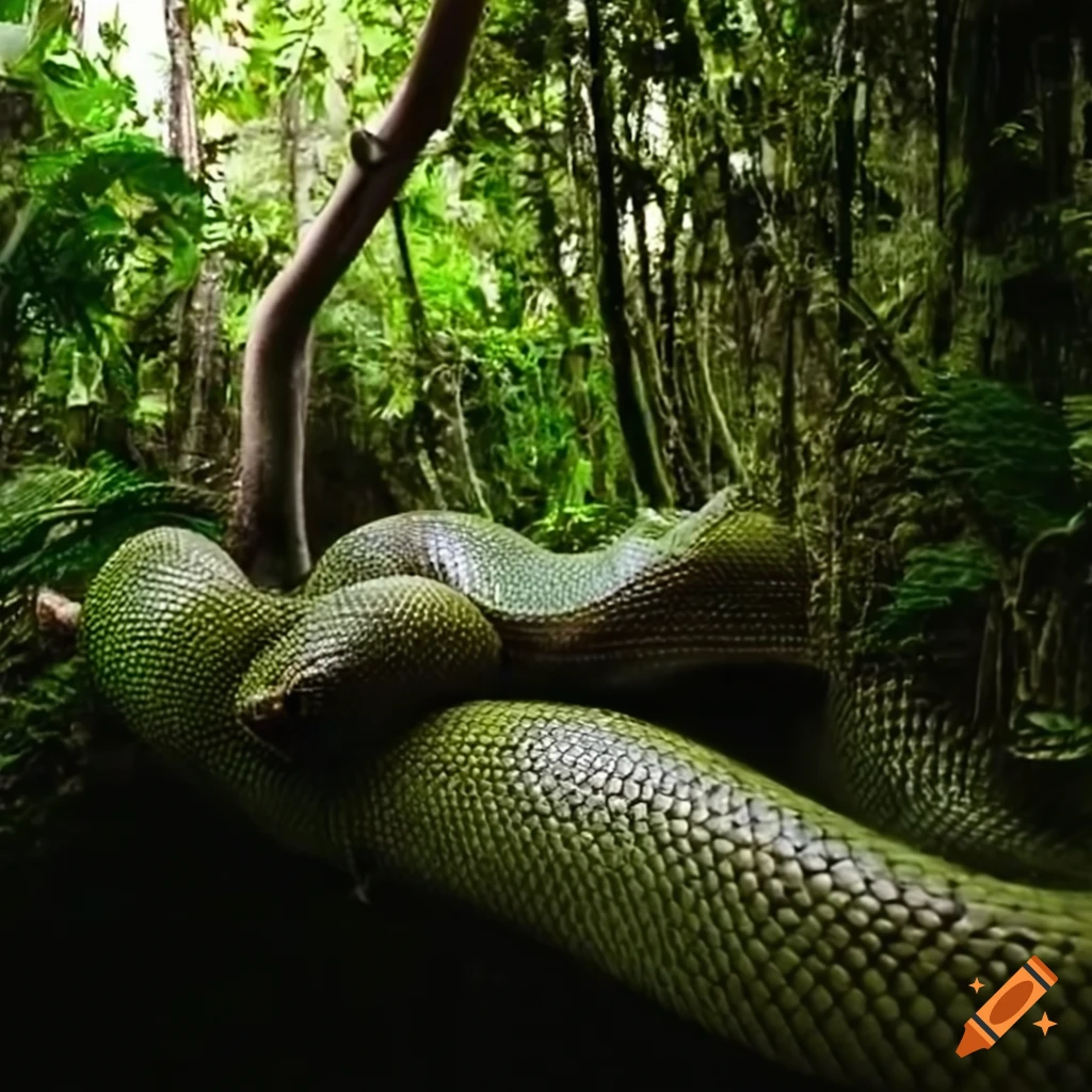 Large snake on top of the Amazon rainforest mountain