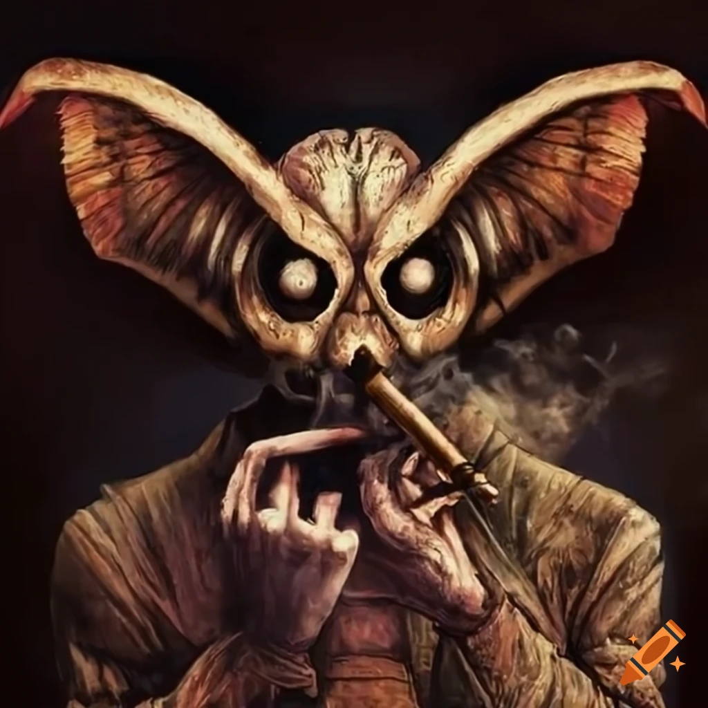 Mothman smoking a cigar