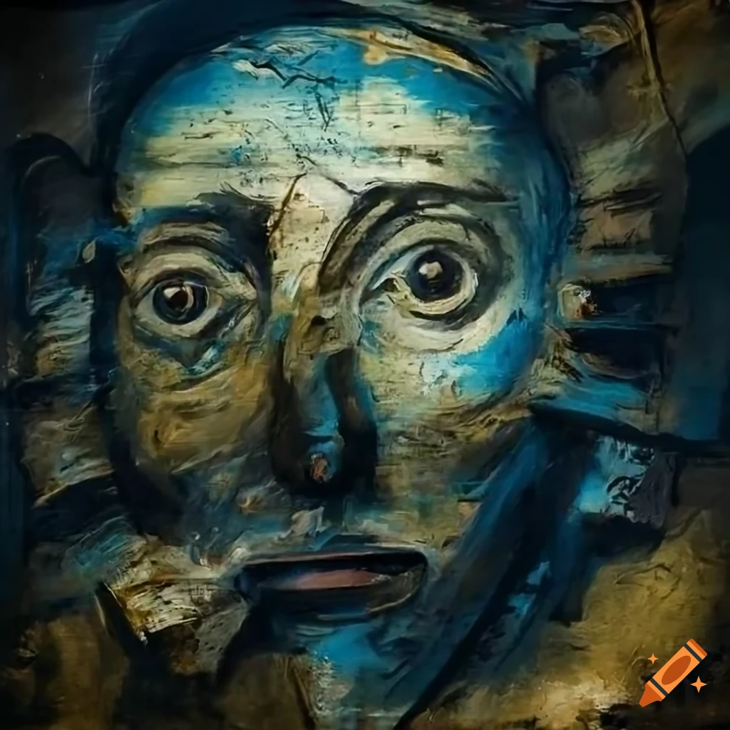 Abstract expressionistic 17th century style oil portrait painting of an ...