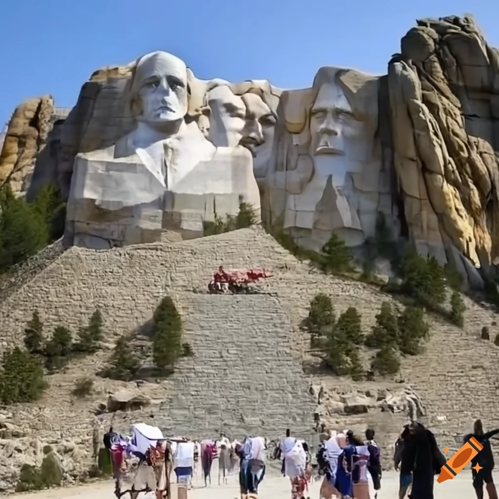 Mount Rushmore faces on the Great Pyramid of Giza