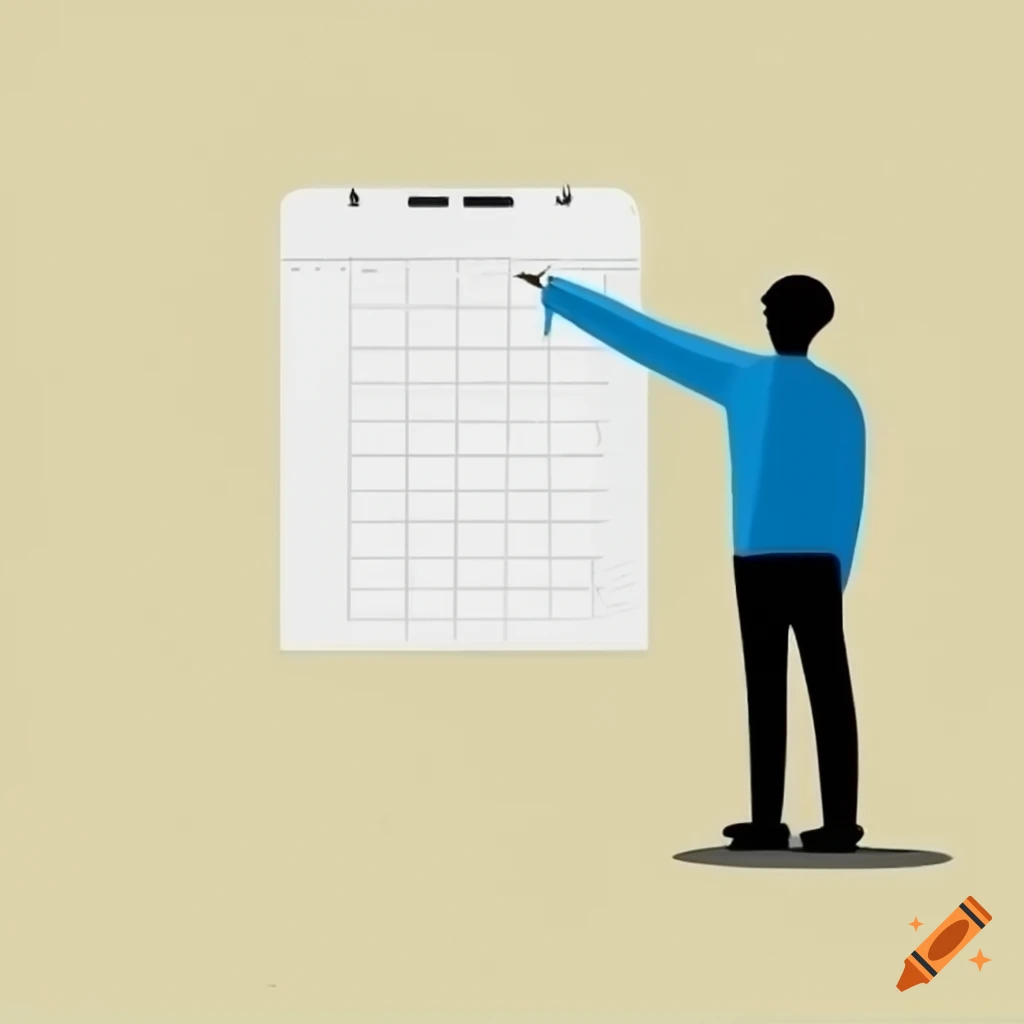 Minimalistic animated image of a person writing on a large calendar