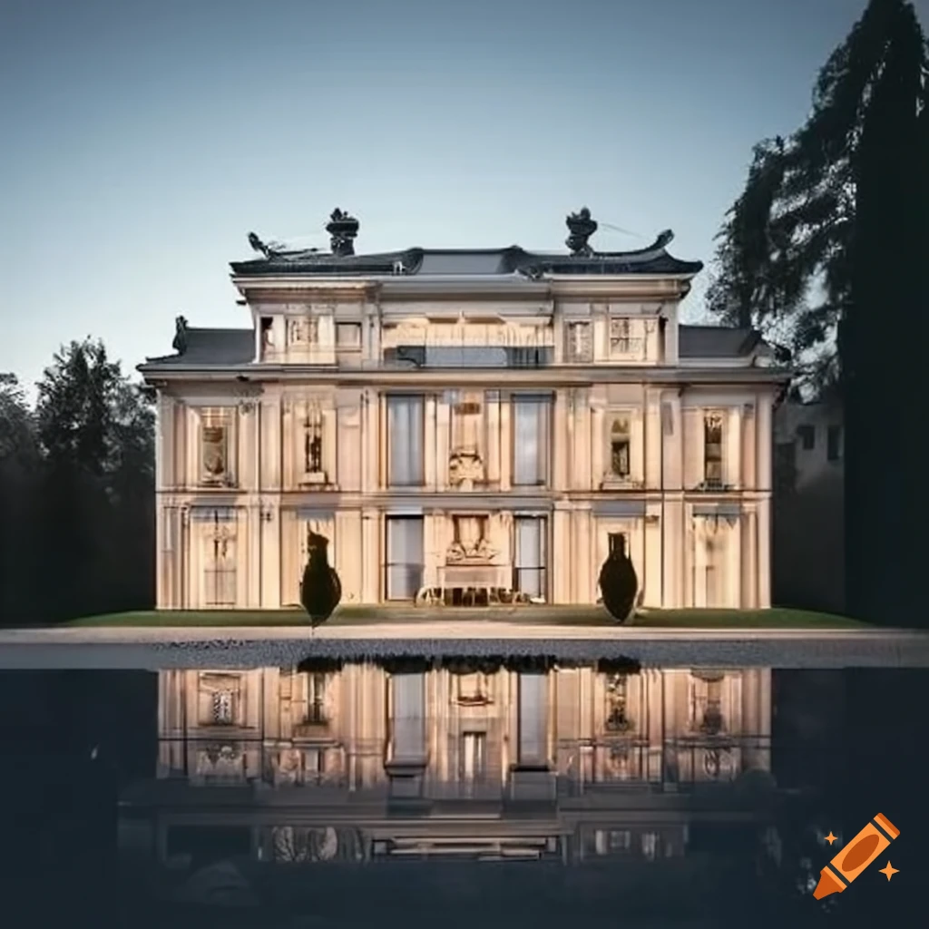 Luxurious French villa in marble with Japanese architecture style