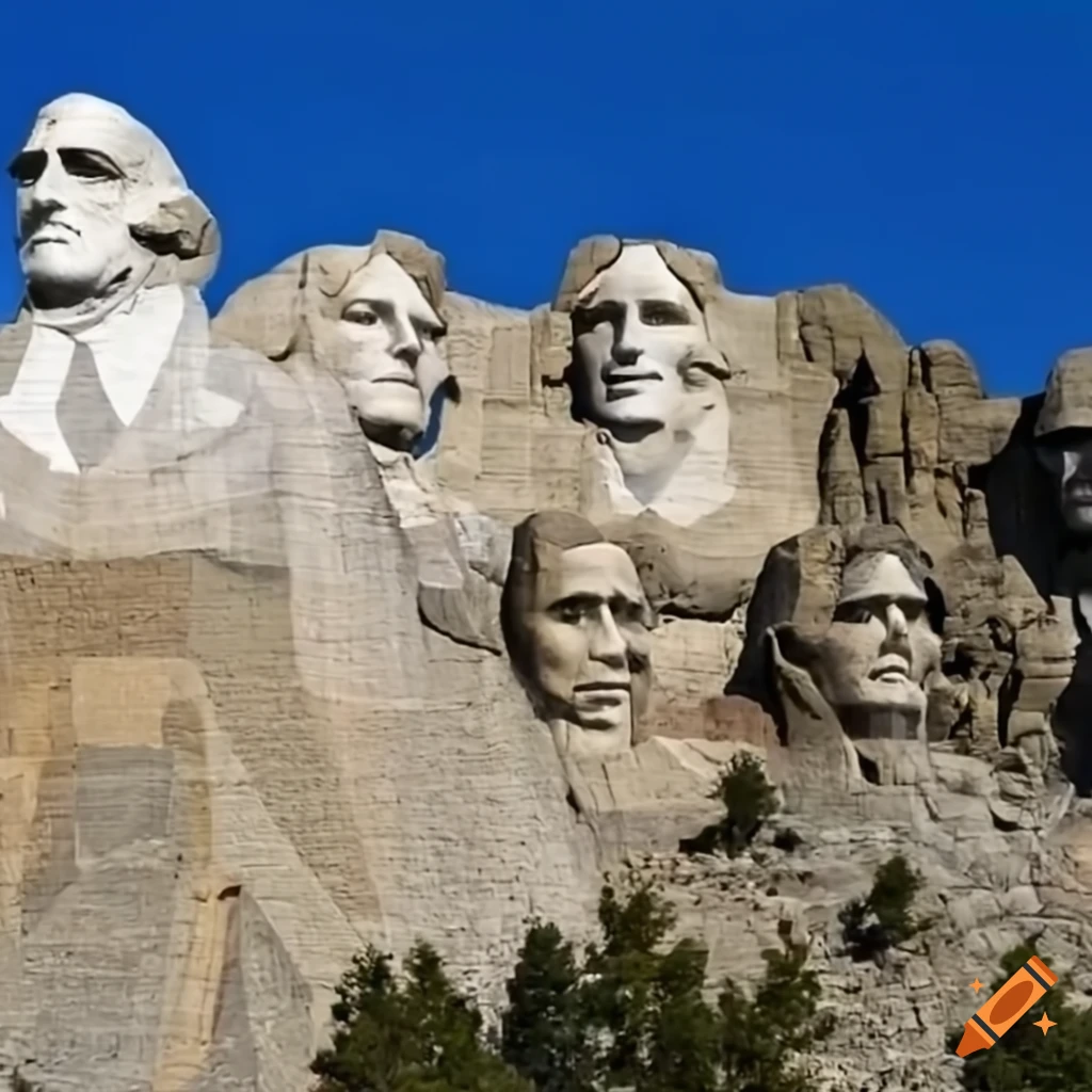 Mount Rushmore faces on the Great Pyramid of Giza