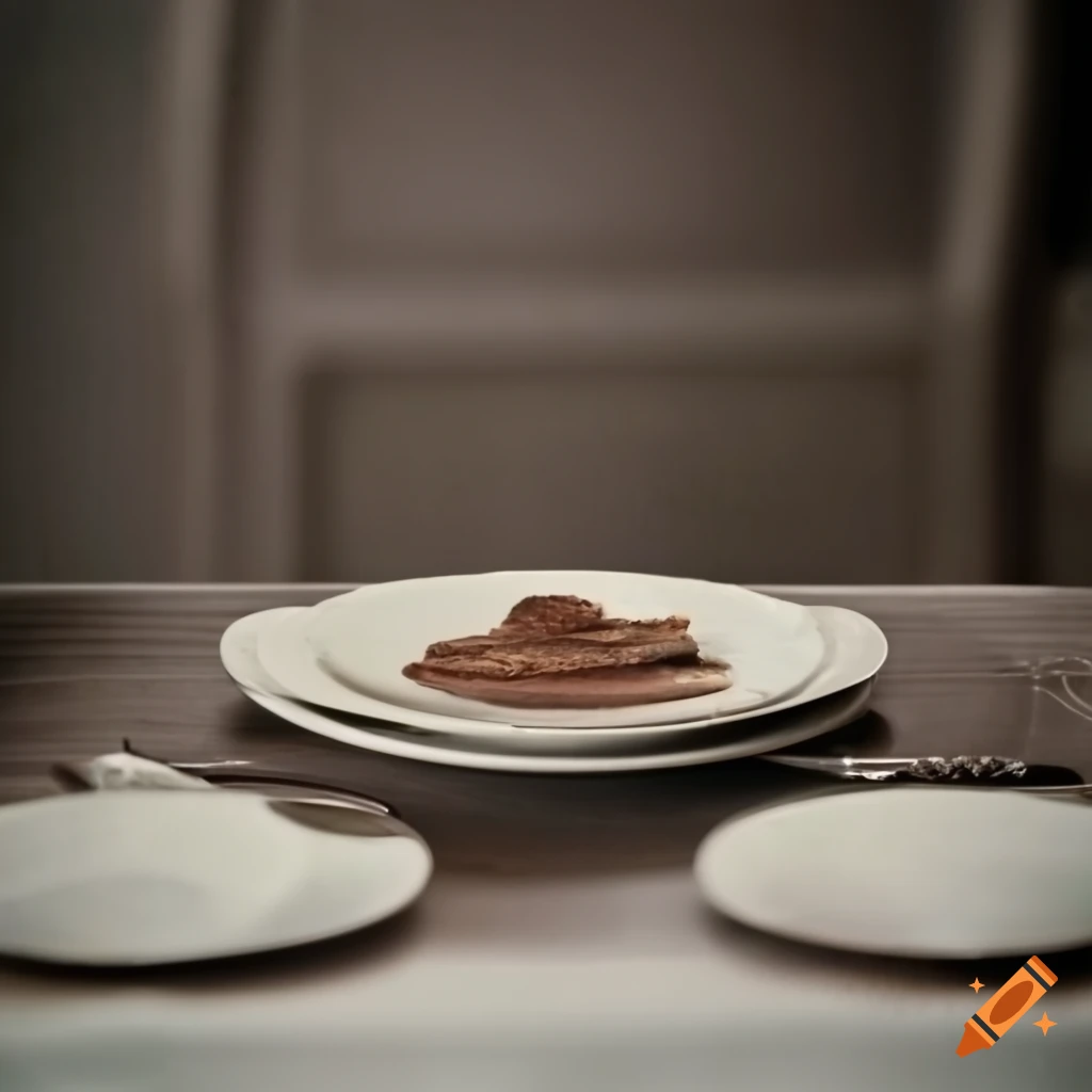 Long table with a plate in the foreground