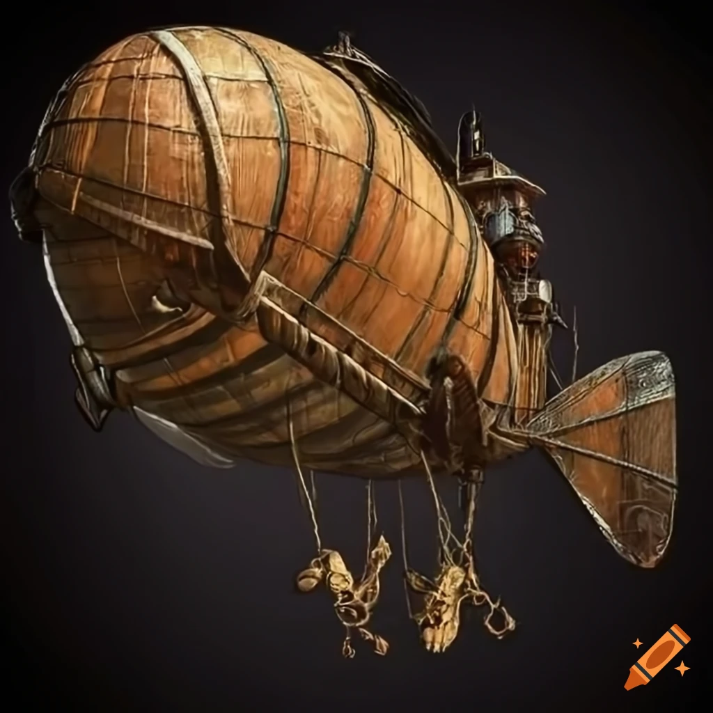 Steampunk airship attached to an orthodox monastery hanging from ropes