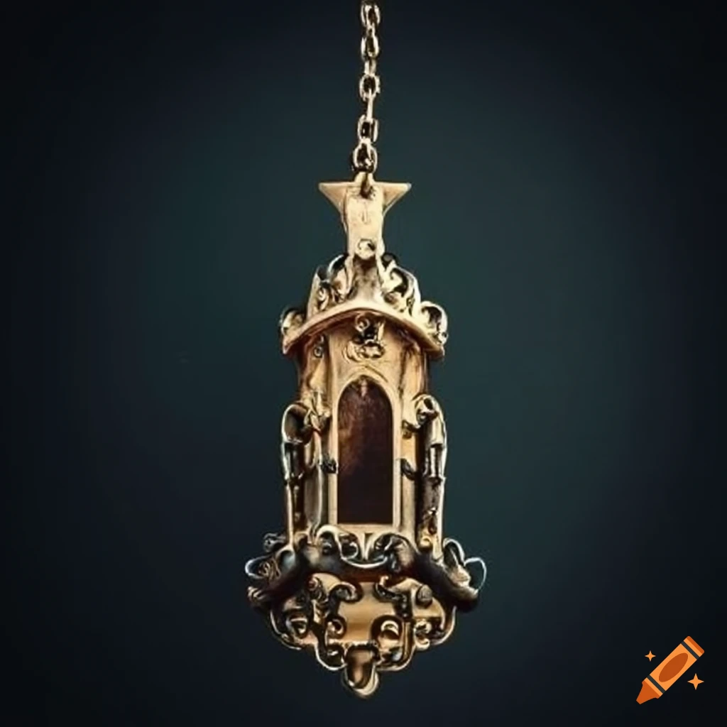 Catholic censer in Gothic style hanging from a metal chain