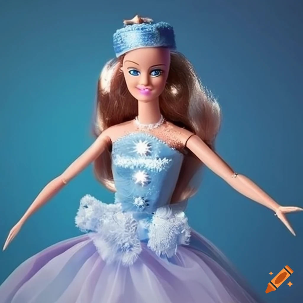 Boneco de neve dressed as Barbie girl with a blue sky background