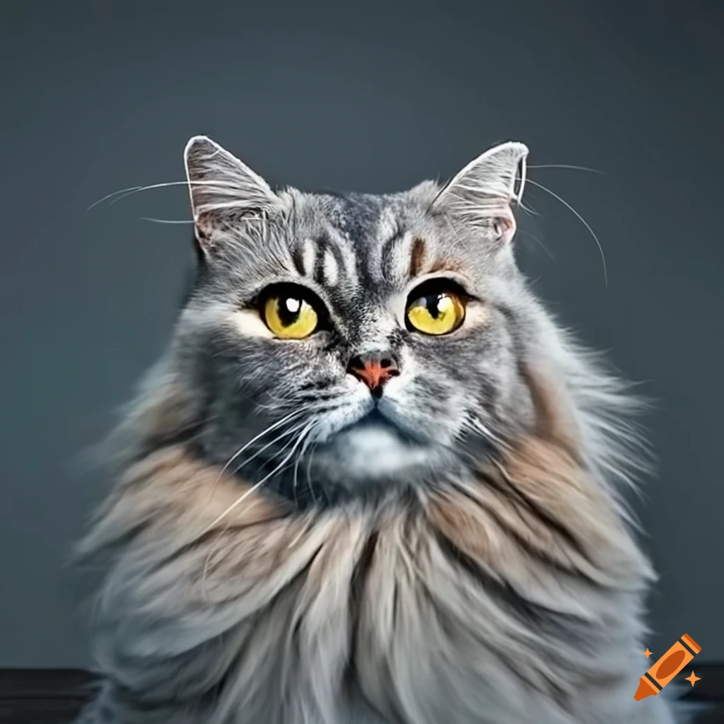 Majestic grey shorttailed persian cat on Craiyon