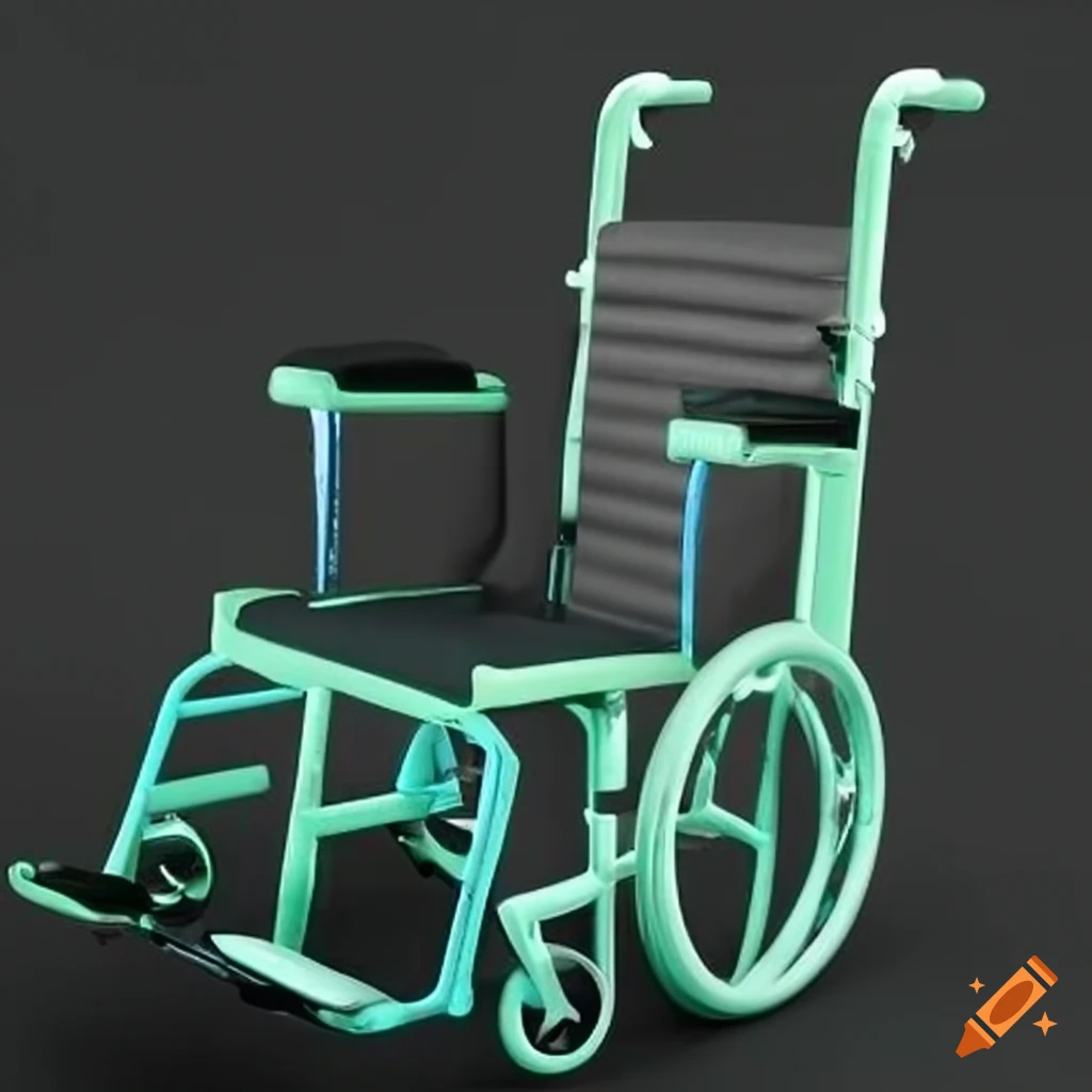 Wheelchair with mint green wheels