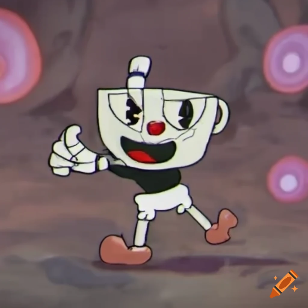 Cuphead with a scary expression