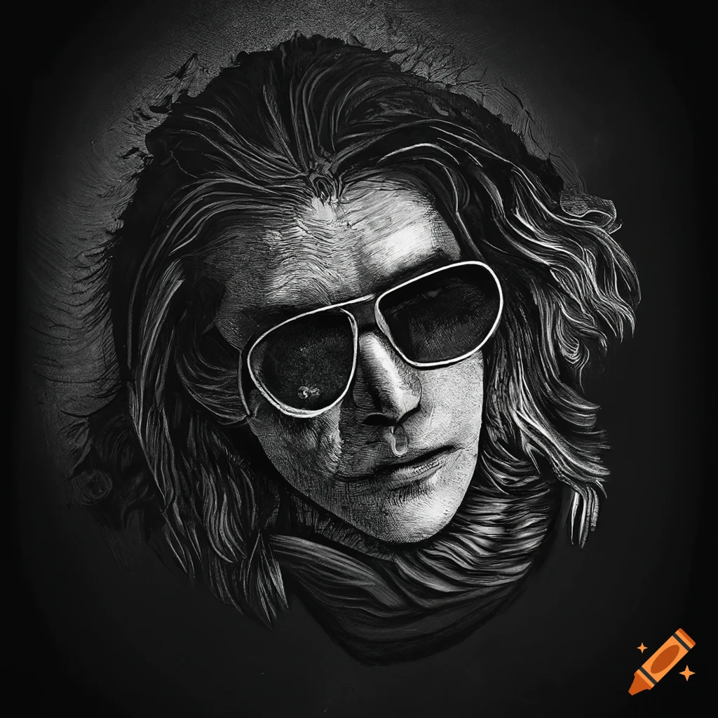 Portrait of a young man with messy hair wearing aviator sunglasses and smoking a cigarette
