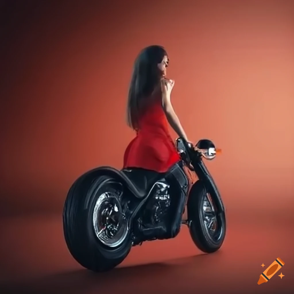 woman-in-a-red-skirt-on-a-harley-motorcycle-on-craiyon