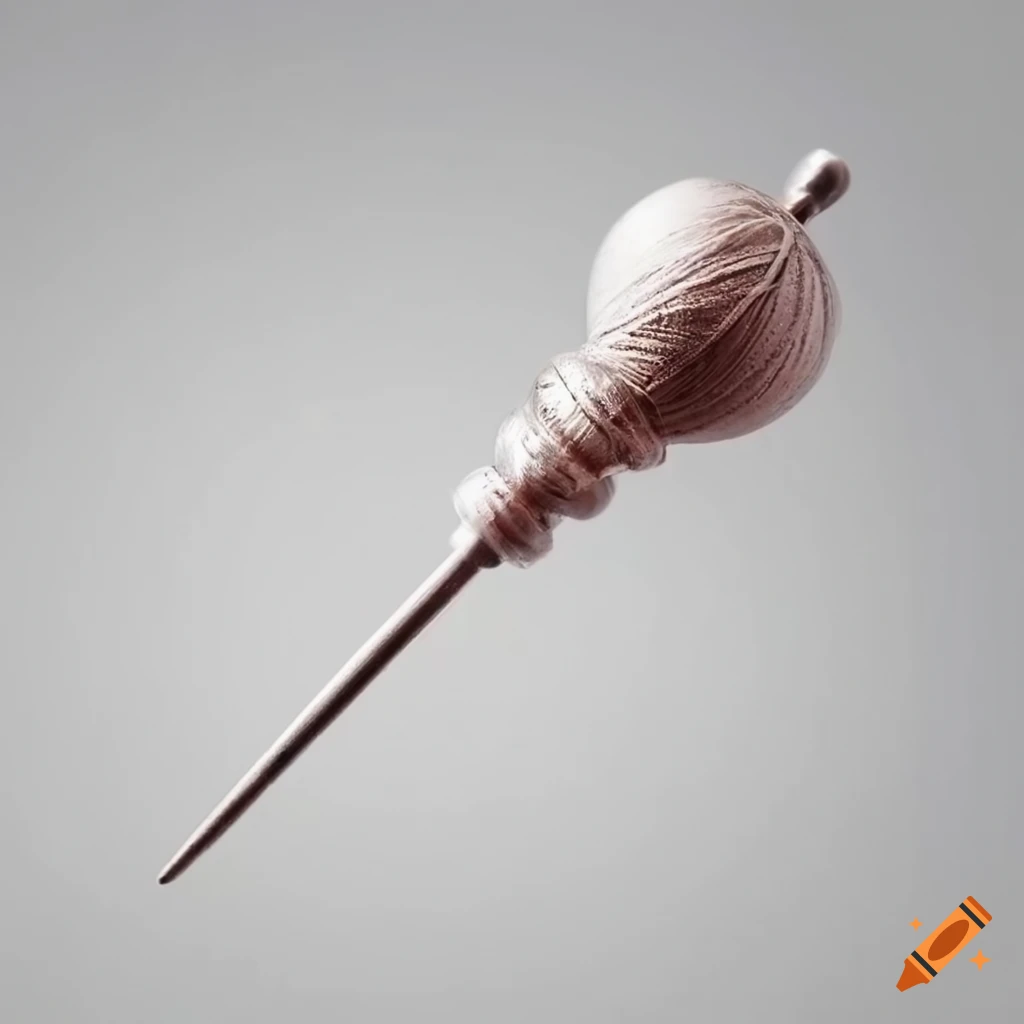 Silver spindle with white thread
