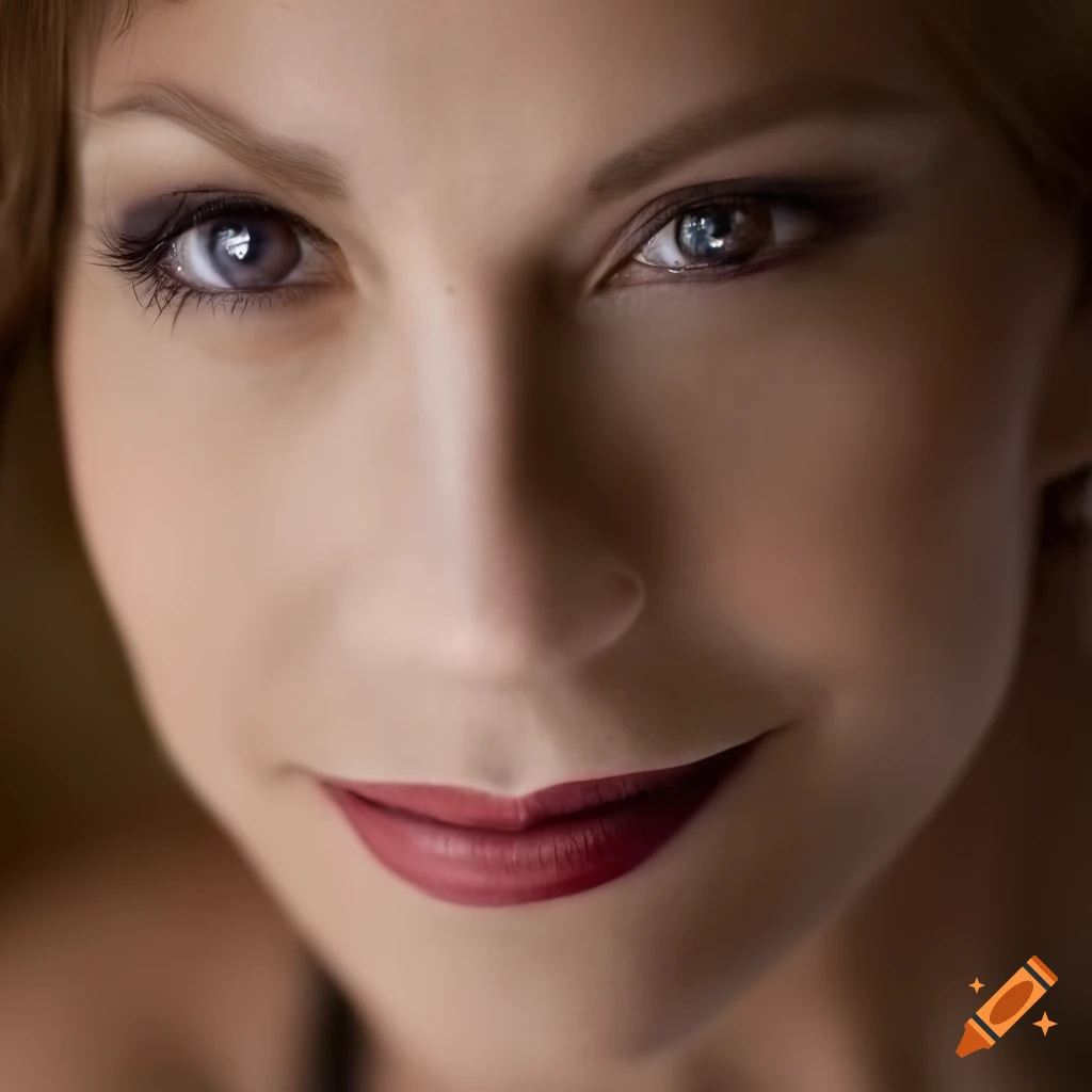 Closeup portrait of Darya Folsom with brown iris and natural lighting