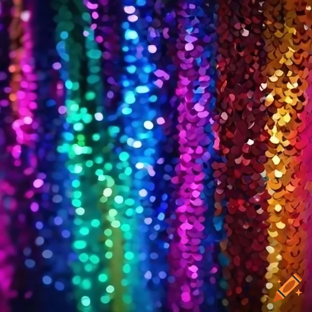 Fall of rainbow colored sequins