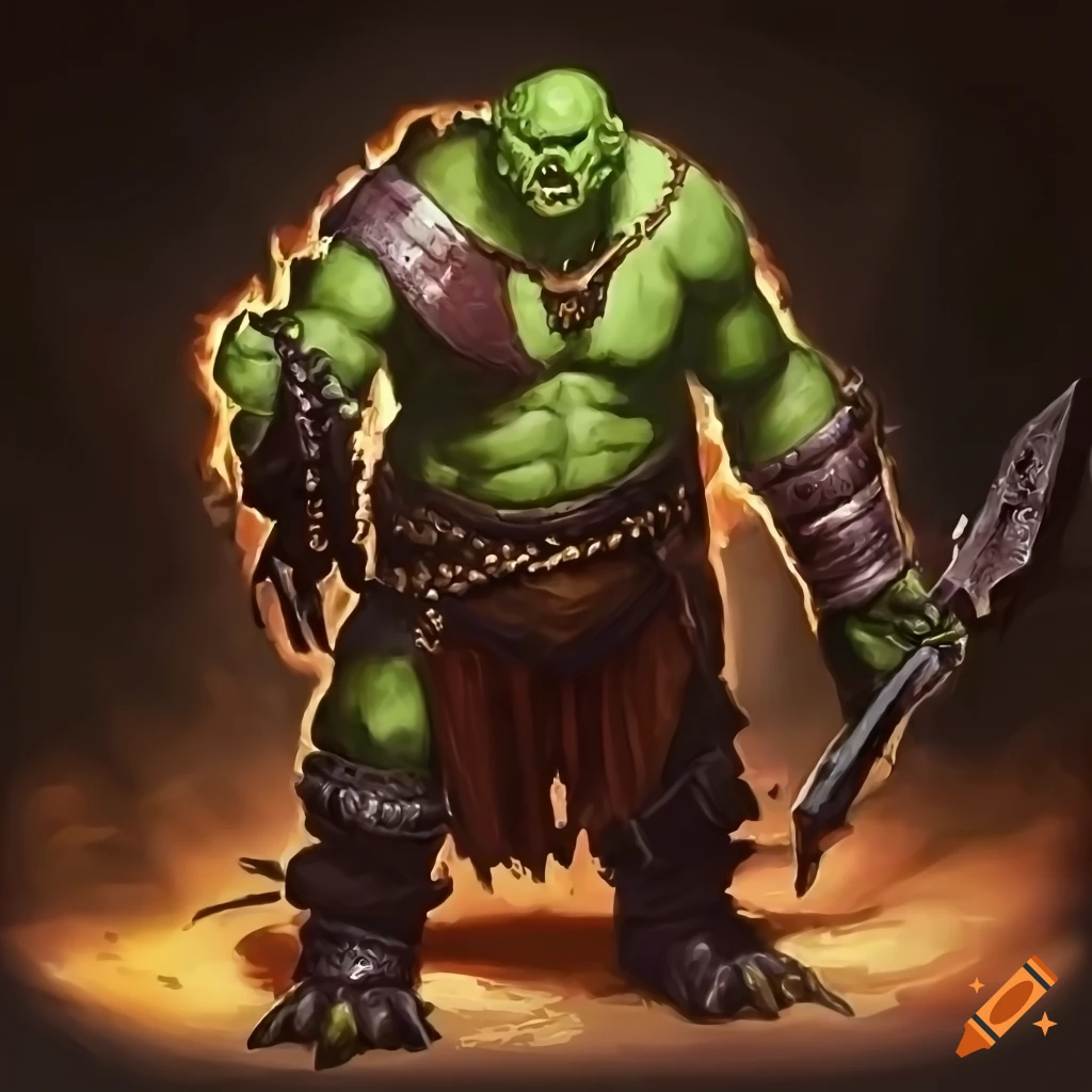 Ogre creature in medieval style with shoes and empty hands