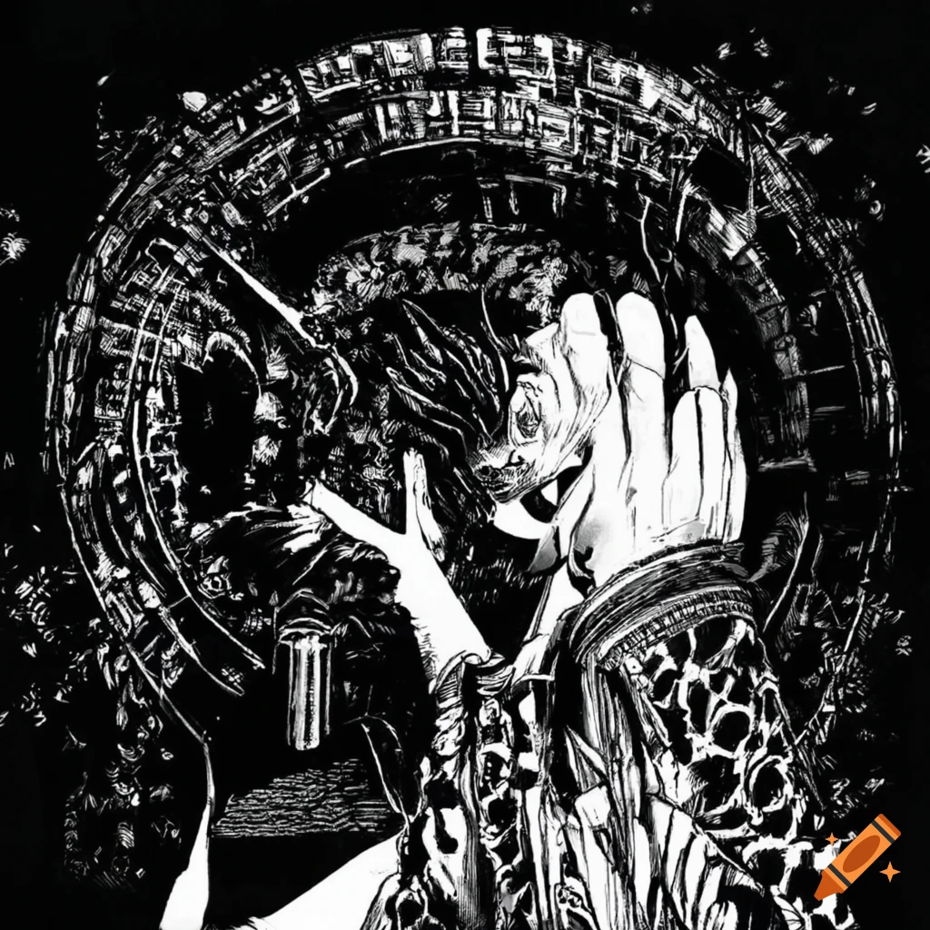Hacker trapped in the Matrix depicted in Ukiyo-e style with manga influence