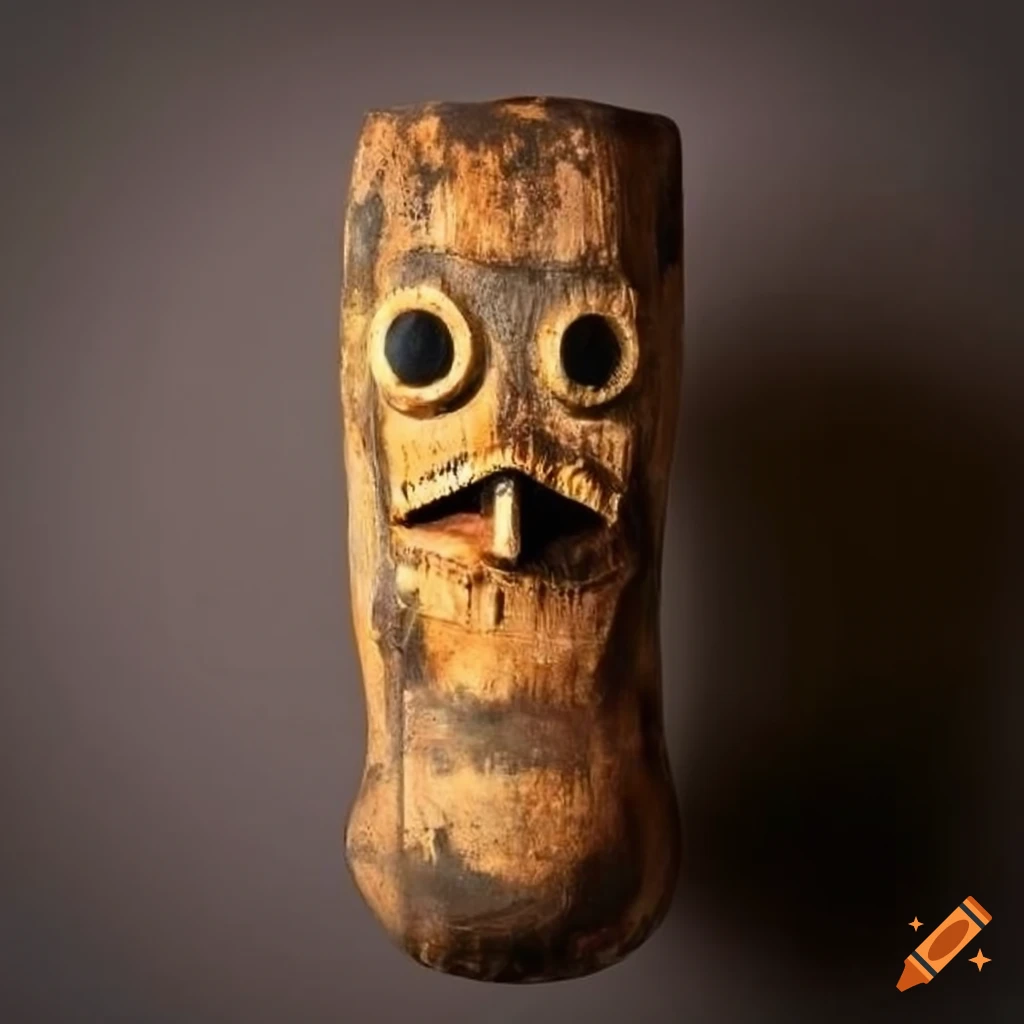 Wooden idol inspired by H.R. Giger in Rothko style
