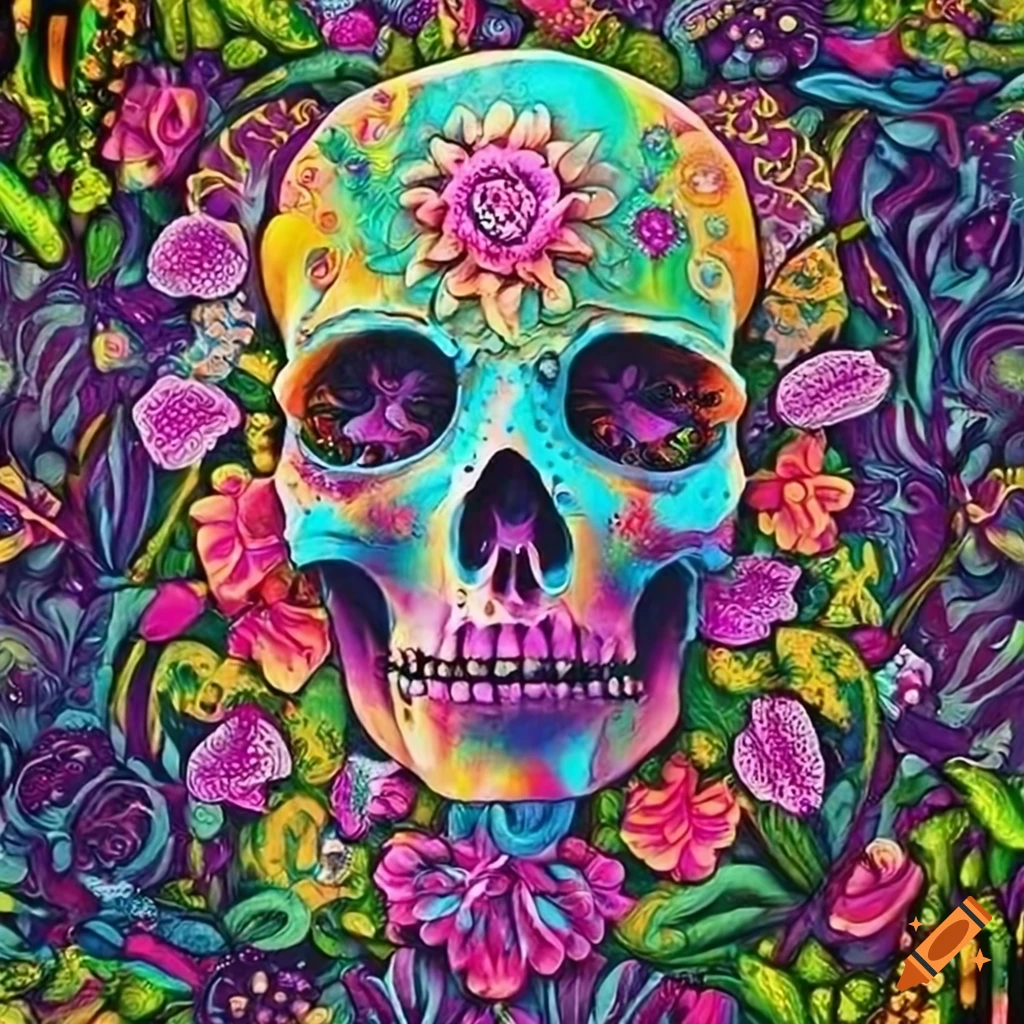 Vibrant and blooming skull artwork