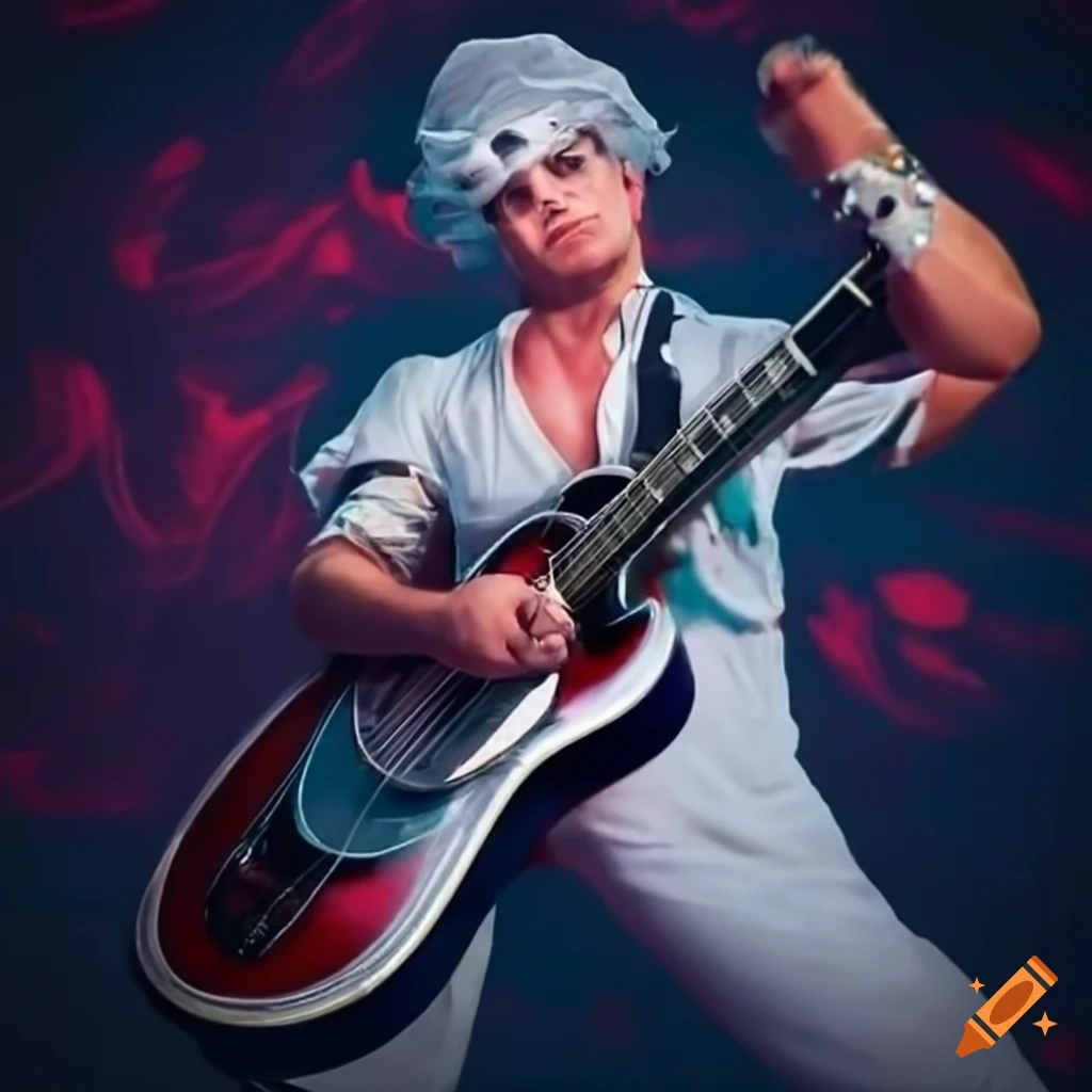 Rocker male nurse playing guitar