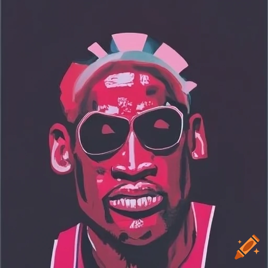 Wise time-traveler Dennis Rodman in black and pink attire