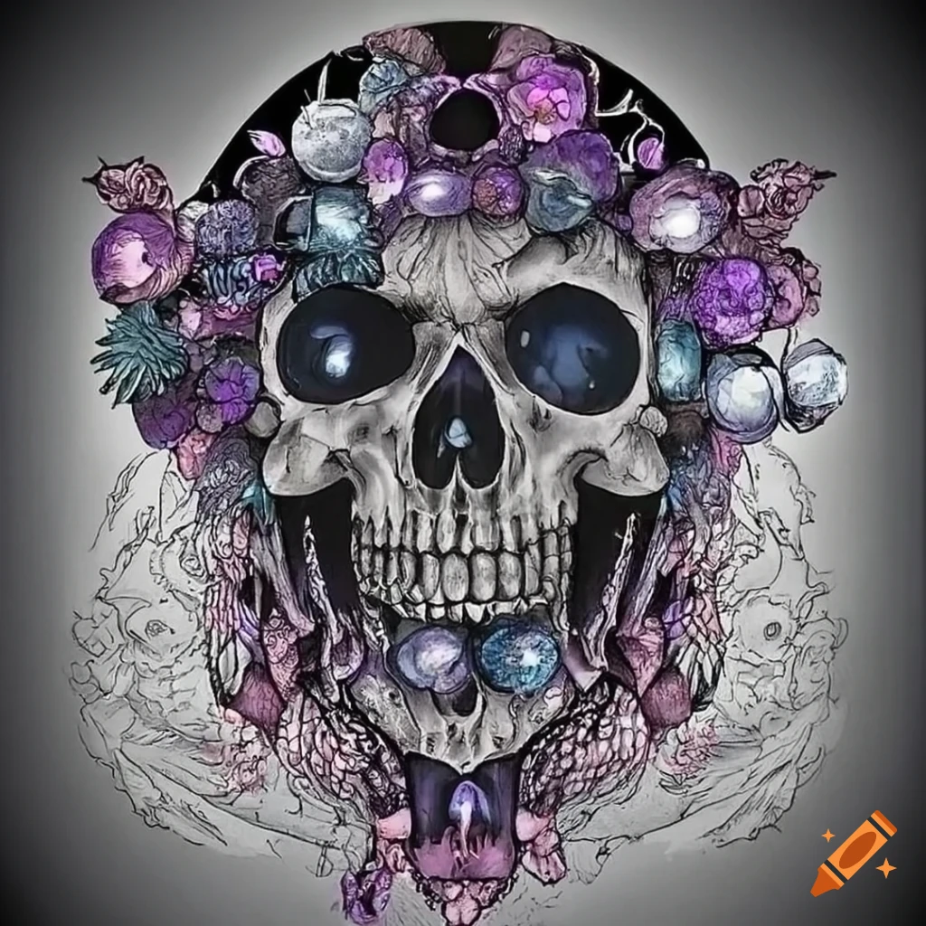 Detailed and mysterious crystal skull design