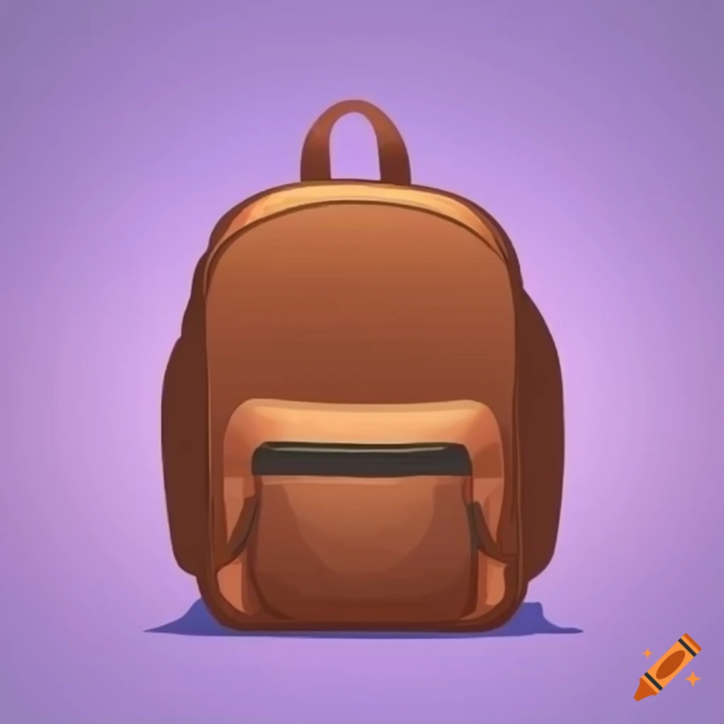 Simple brown cartoon style backpack illustration