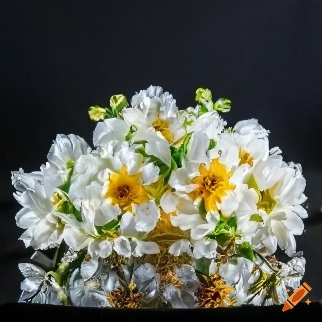 Flower tiara on white background with dramatic lighting