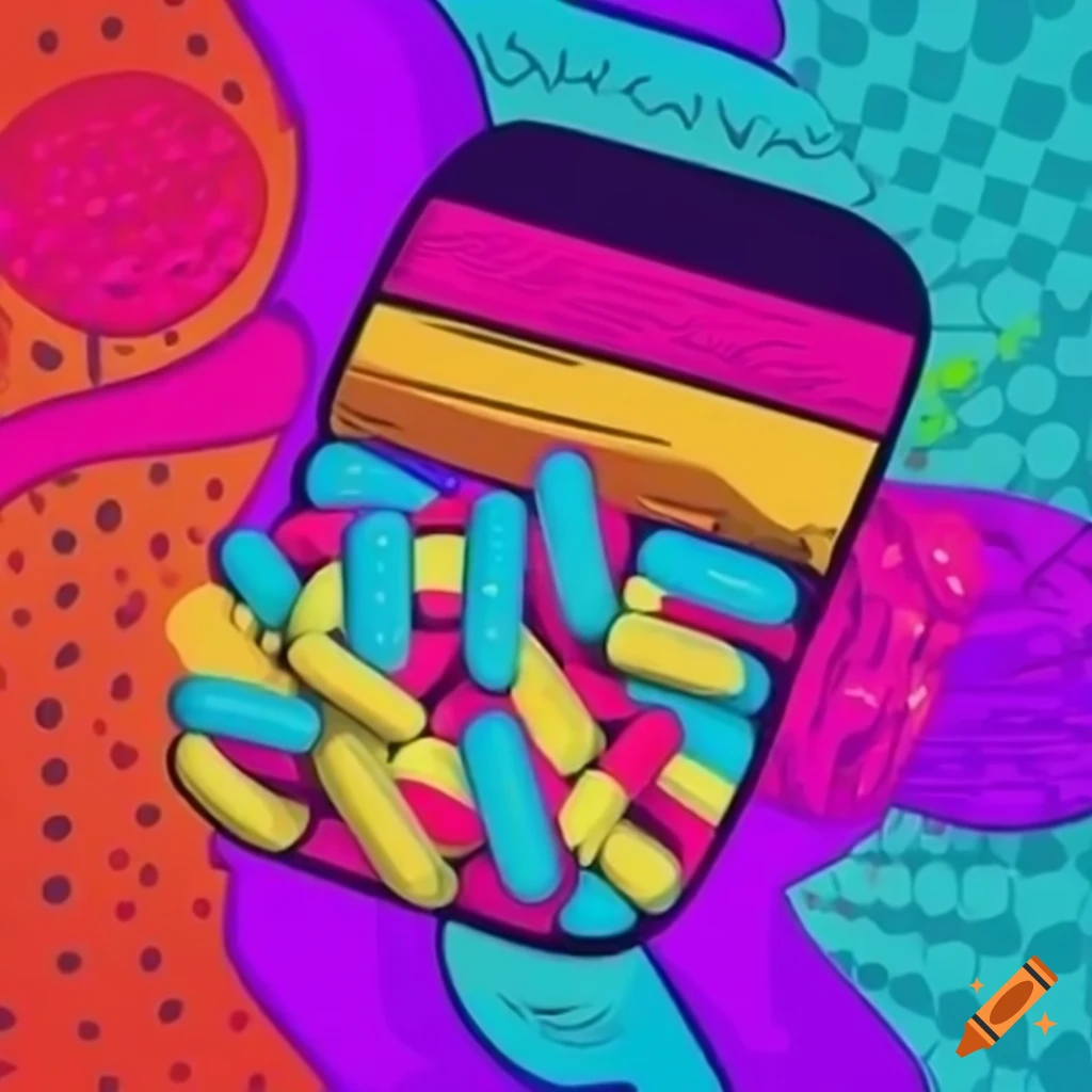 GTA 5 loading screen pop art design with giant pills for custom wallpaper