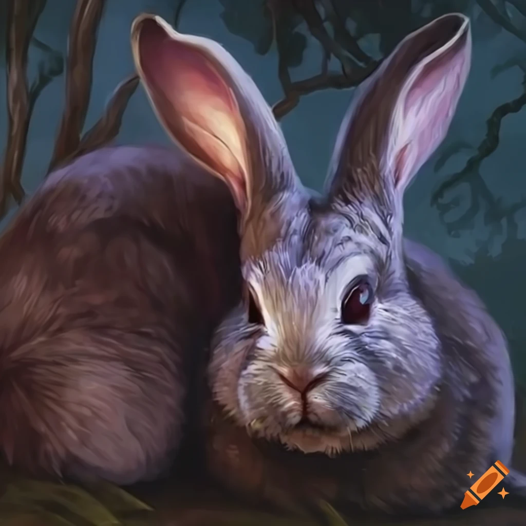 MTG card featuring two identical gray rabbits facing each other on Craiyon