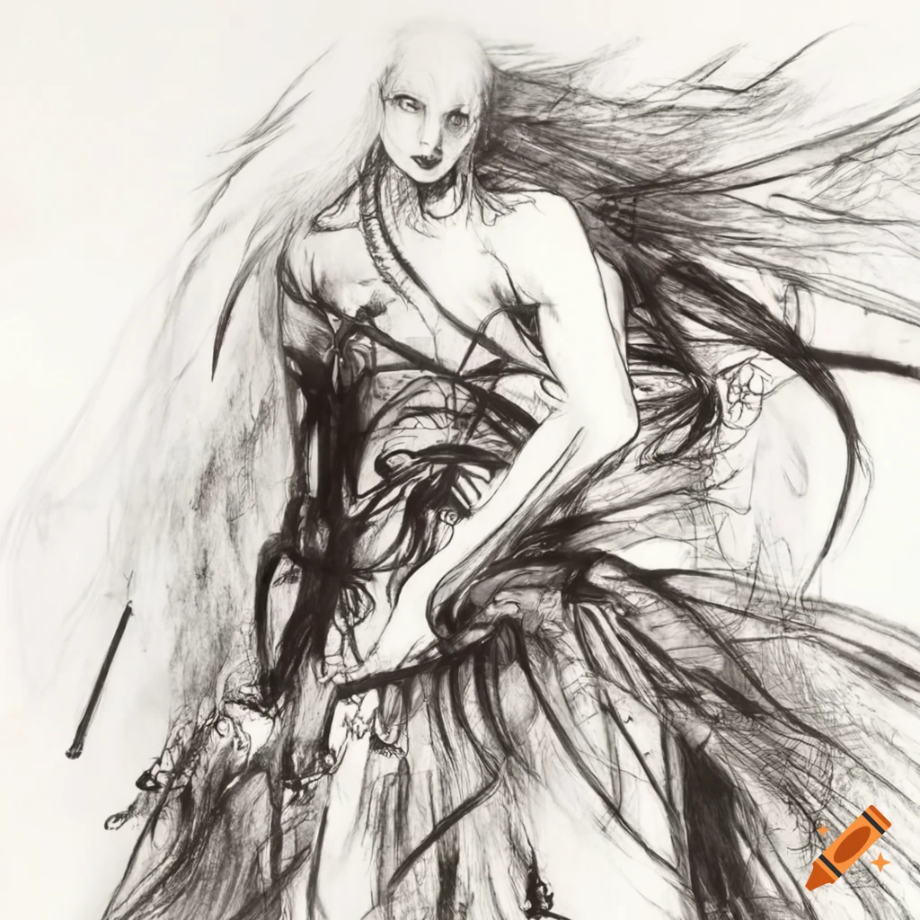 Black warrior fighting white warrior in a bamboo forest at sunrise in Amano-inspired art