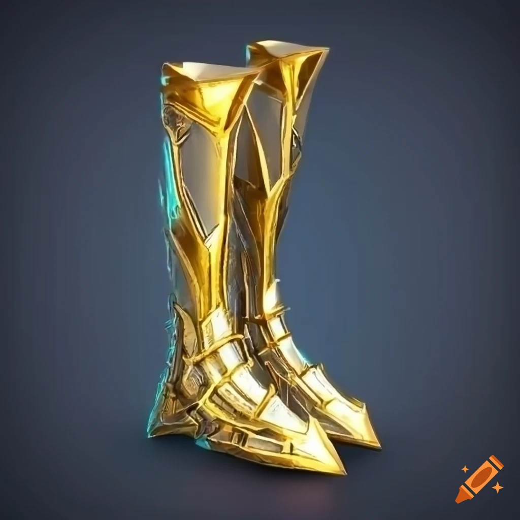 Adorned mithril plated elite champion knight boots for an RPG game