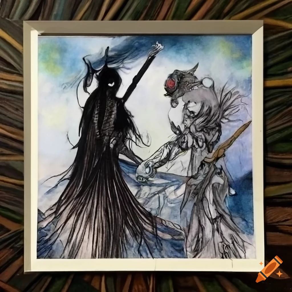 Black warrior vs white warrior fight in a bamboo forest under starry night sky with planets