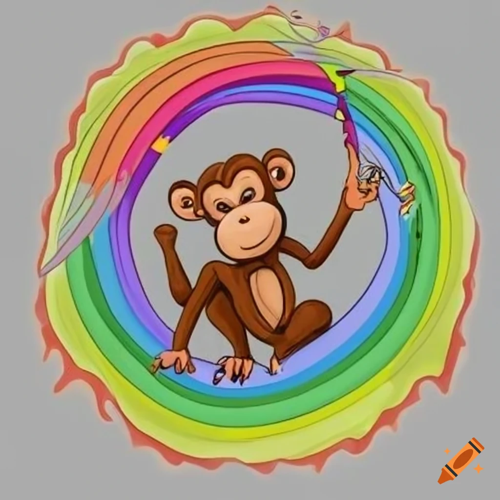 Monkey vomiting rainbows clip art