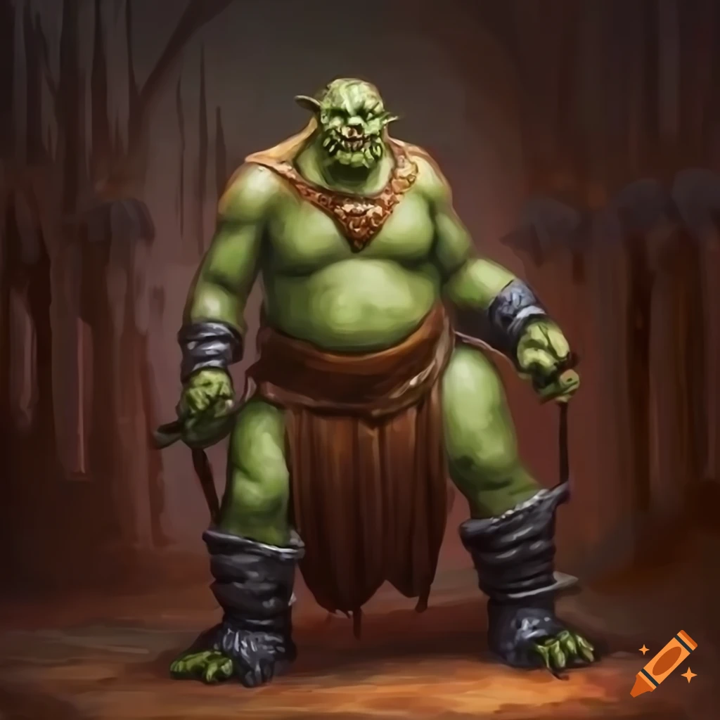 Ogre creature in medieval style with shoes and empty hands