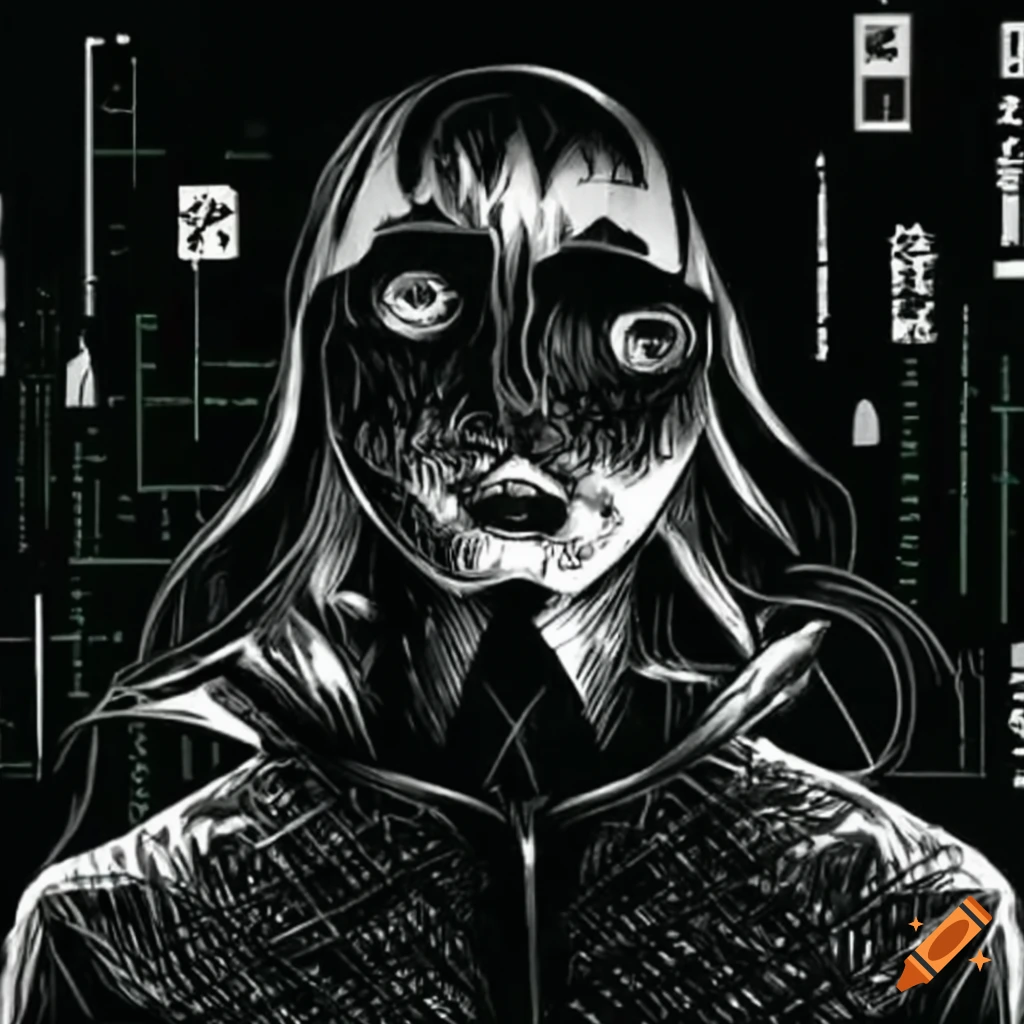 Hacker trapped in the Matrix in Ukiyo-e style artwork with manga influence