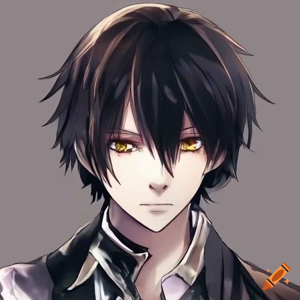 Anime male character with black hair and brown eyes
