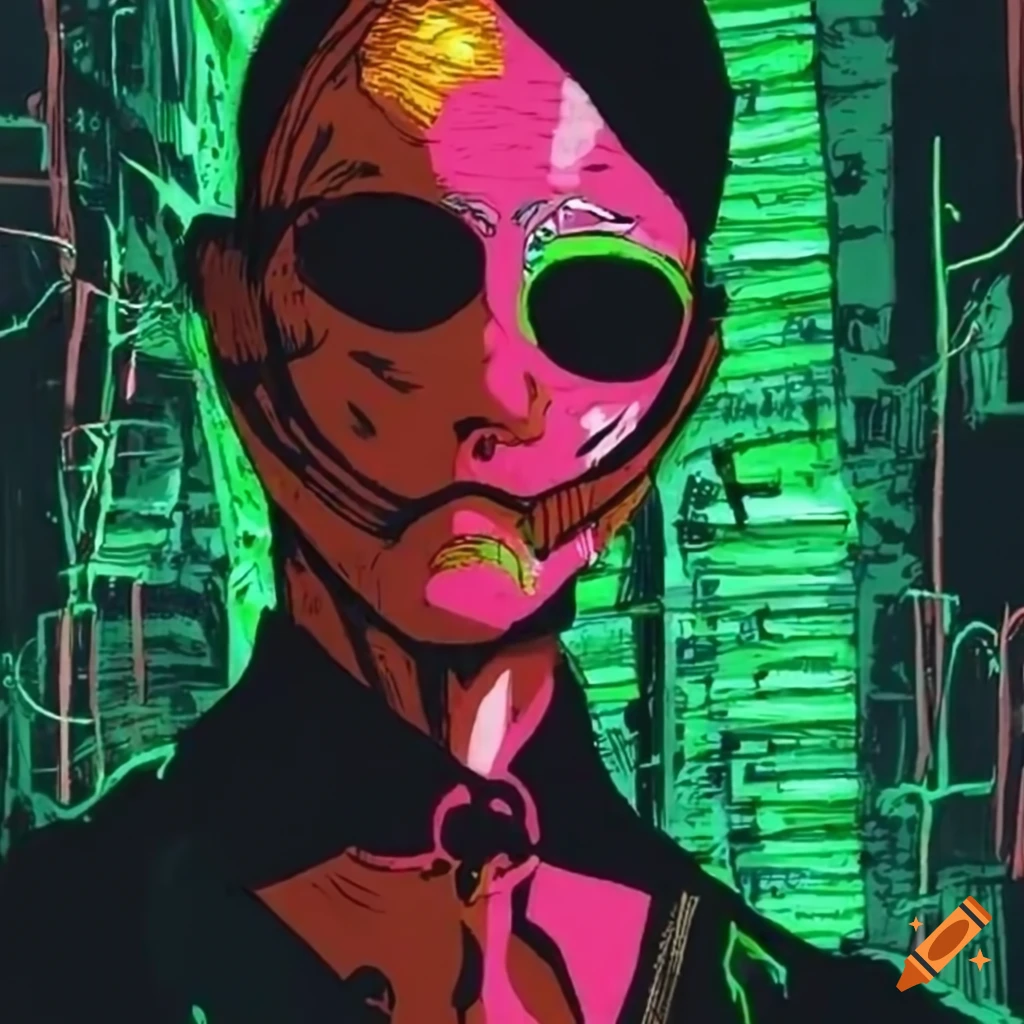 Hacker trapped in the Matrix in Ukiyo-e style artwork
