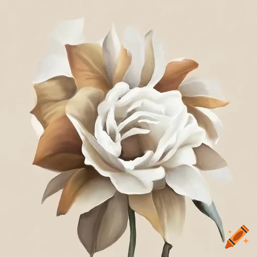 Botanical painting with off-white beige background