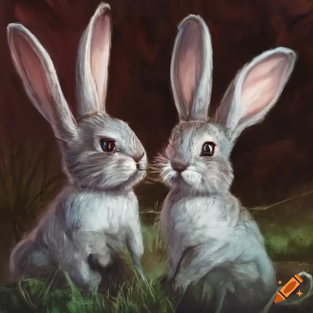 Mtg card featuring two identical gray rabbits facing each other