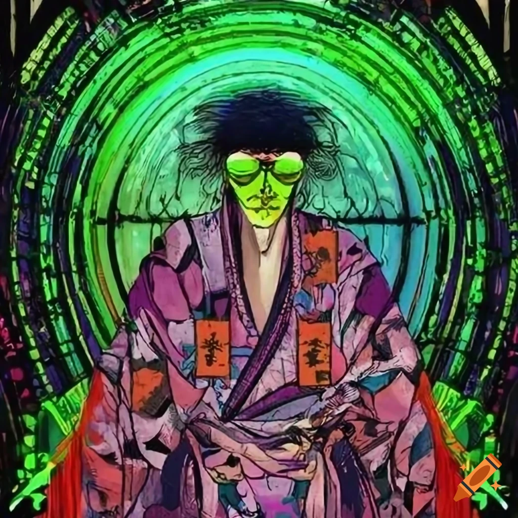 Hacker trapped in the Matrix in Ukiyo-e style artwork