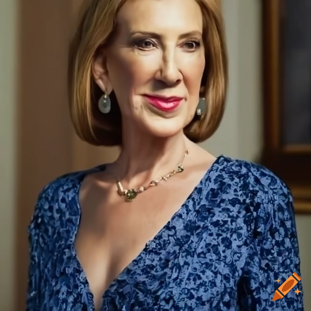 Carly Fiorina in elegant summer attire during an intimate interview