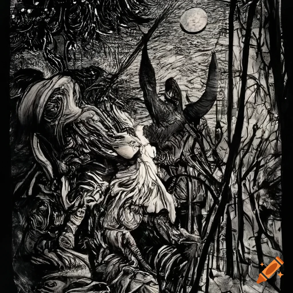 Elegant warriors in epic battle in a bamboo forest under a starry sky